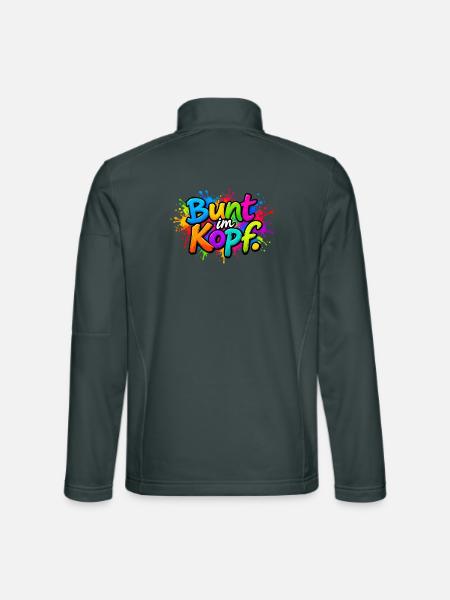Bunt im Kopf – Farbspritzer - Unisex Softshelljacke - Dunkelgrau - Hinten