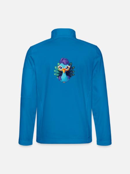Niedlicher Pfau mit Brille Cartoon Kawaii - Unisex Softshelljacke - Lichtblau - Hinten