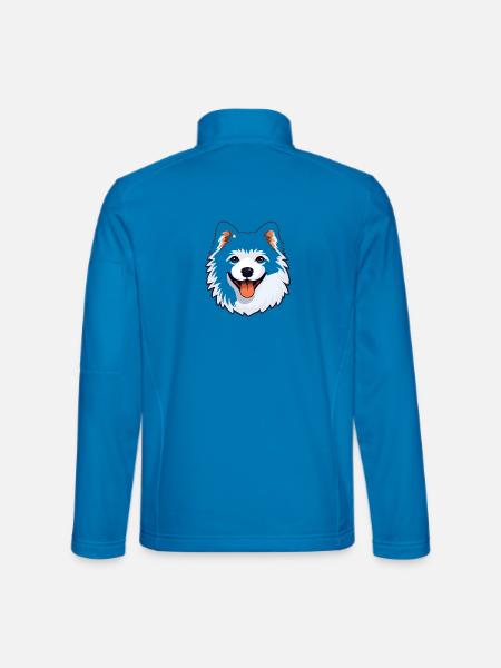 Amerikanische Eskimo-Hunderasse Aquarell-Karikatur Kawai - Unisex Softshelljacke - Lichtblau - Hinten