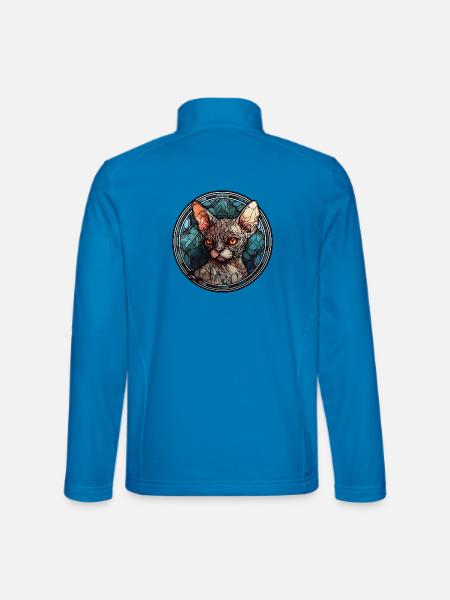 Devon Rex Katzenrasse Aquarellglas - Unisex Softshelljacke - Lichtblau - Hinten