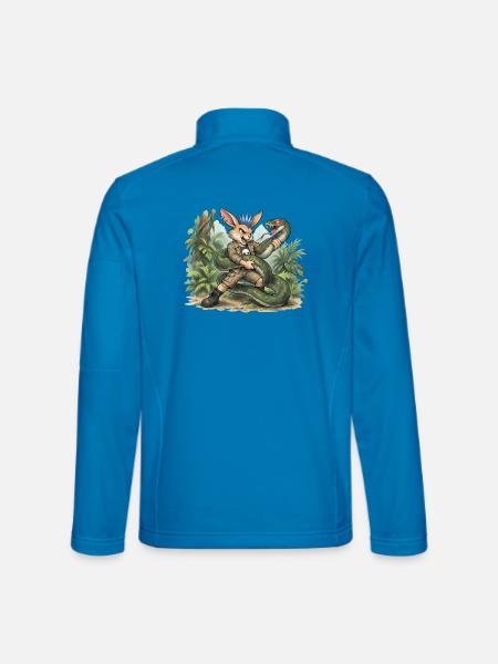 Bunny Punk Junglejäger Hase mit Dämonschlange - Unisex Softshelljacke - Lichtblau - Hinten