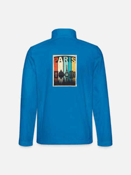 Vintage-Pariser Reiseplakat Skyline France Tee - Unisex Softshelljacke - Lichtblau - Hinten