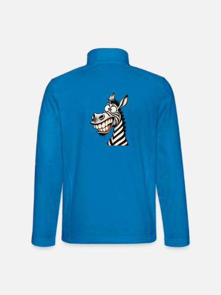 Lustige verrückte Zebra-Zeichentrick-Lächeln Tier-Humor-T-Shirt - Unisex Softshelljacke - Lichtblau - Hinten