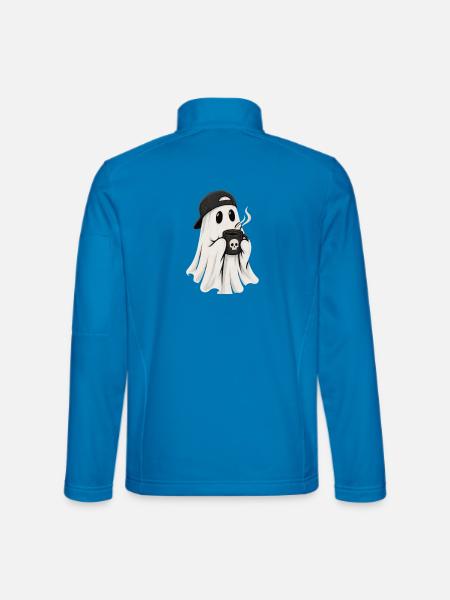 Geisterkaffee Ghost mit Cap - Unisex Softshelljacke - Lichtblau - Hinten
