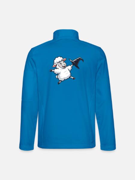 Fliegendes Schäfchen mit Hexenhut - Unisex Softshelljacke - Lichtblau - Hinten