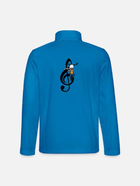 Flötenleben – T-Shirt mit Flötist mit Violinschlüssel - Unisex Softshelljacke - Lichtblau - Hinten