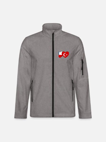 Chile Türkei Flagge Herz - Unisex Softshelljacke - Grau meliert