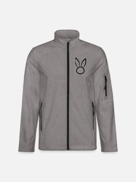 Minimalistischer Hase Line Art - Unisex Softshelljacke - Grau meliert