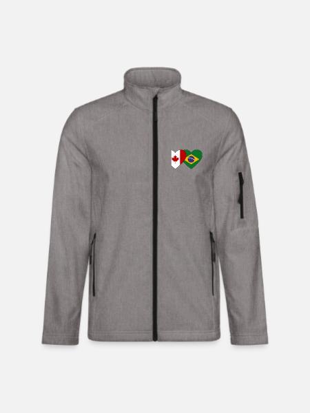 Canada Brazil Heart Flag - Unisex Softshell Jacket - heather grey - Front