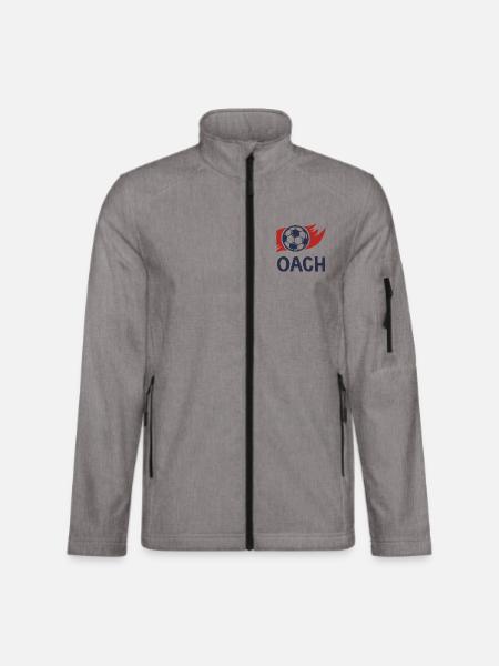 Trainer Papa Fußballduo Vater und Sohn - Unisex Softshelljacke - Grau meliert - Vorne