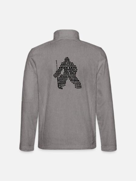 Hockey Goalie Word Art Typography - Unisex Softshell Jacket - heather grey - Back