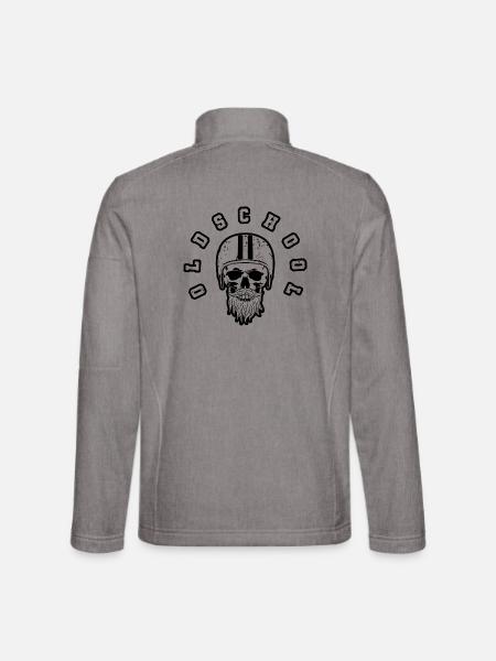 Oldschool Skull Retro DDR Helm - Unisex Softshelljacke - Grau meliert