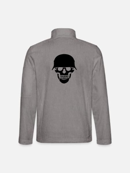 Schädelhelm / Schädelperlen - Unisex Softshelljacke - Grau meliert - Hinten