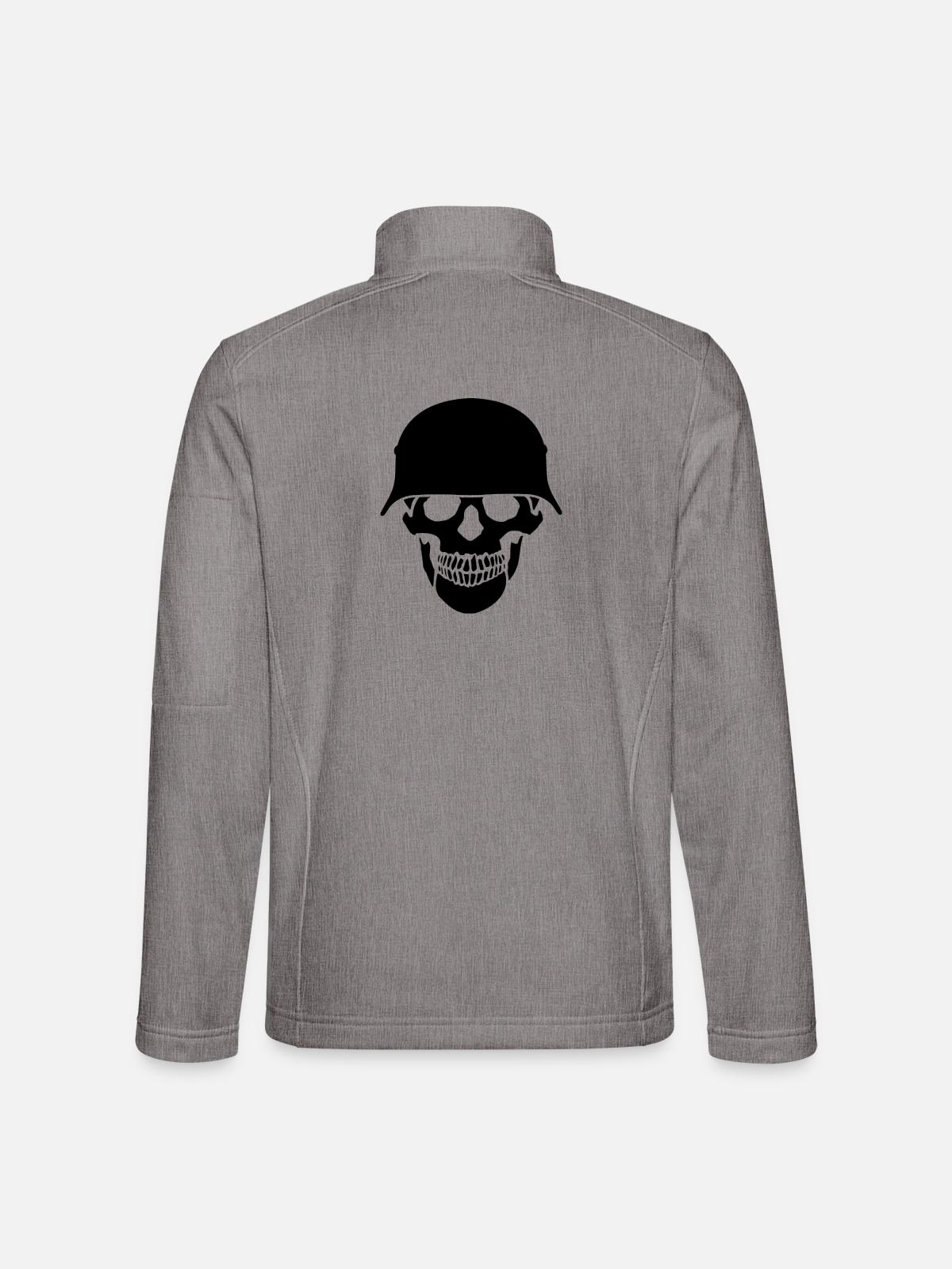 Schädelhelm / Schädelperlen - Unisex Softshelljacke - Grau meliert - Hinten