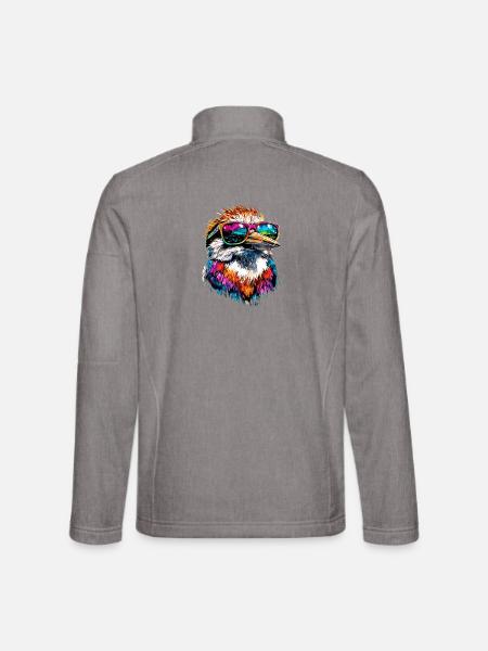 Kookaburra Jägerliest Lachender Hans Süßer Vogel - Unisex Softshelljacke - Grau meliert - Hinten
