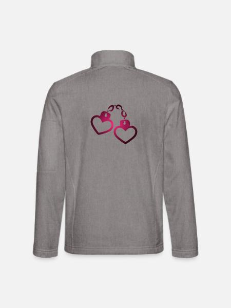 Handschelle Herz - Unisex Softshelljacke - Grau meliert