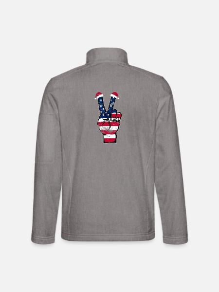 USA Flagge Weihnachten Peace Symbol used - Unisex Softshelljacke - Grau meliert - Hinten