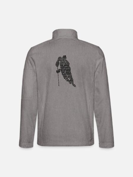 Hockey Player Word Art - Unisex Softshell Jacket - heather grey - Back