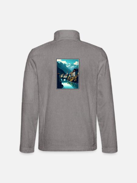 Chur Schweiz Vintage Reiseposter Souvenir - Unisex Softshelljacke - Grau meliert - Hinten