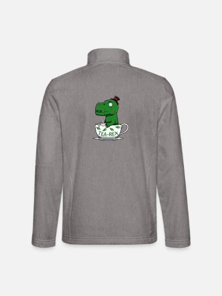 Tea-Rex Dino Tyrannosaurus - Unisex Softshelljacke - Grau meliert - Hinten
