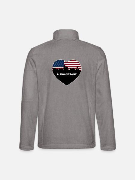 Albuquerque New Mexico USA Flagge Skyline Travel Sou - Unisex Softshelljacke - Grau meliert - Hinten