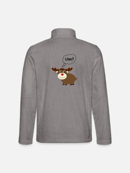 Saarländisch Dialekt unn? Elche Rentier Weihnachte - Unisex Softshelljacke - Grau meliert - Hinten