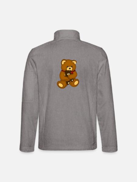 Teddybär Stofftier Bär Spielzeug - Unisex Softshelljacke - Grau meliert - Hinten