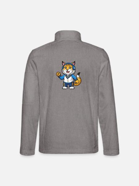 Luchs Lustige Zeichentrickfigur Kopfhörermusik - Unisex Softshelljacke - Grau meliert - Hinten
