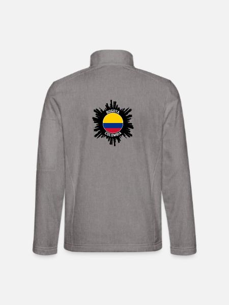 Bogota Skyline Kolumbien Flagge Reise Souvenir - Unisex Softshelljacke - Grau meliert - Hinten