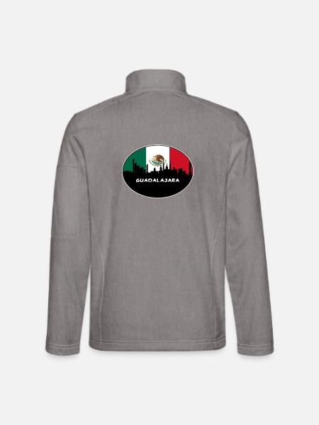 Guadalajara Mexiko Flagge Skyline Silhouette Reisen - Unisex Softshelljacke - Grau meliert - Hinten