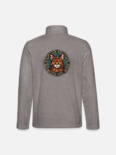Somalische Katzenrasse Aquarell Glasmalerei - Unisex Softshelljacke - Grau meliert - Hinten