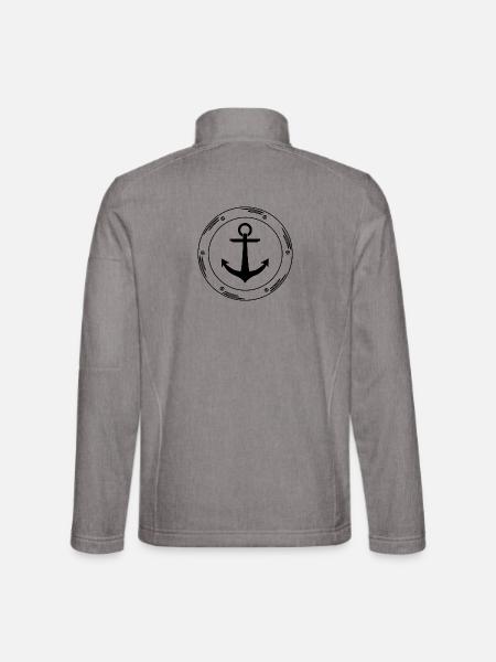 Bullauge mit Anker / Porthole with anchor - Unisex Softshelljacke - Grau meliert