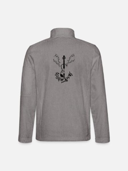 Musical Notes Music Musicians Clefs Sheet Music - Unisex Softshell Jacket - heather grey - Back