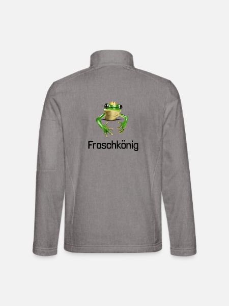 Froschkönig - Frosch mit Krone - Unisex Softshelljacke - Grau meliert - Hinten