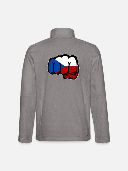 Tschechien Faust Flagge - Unisex Softshelljacke - Grau meliert - Hinten