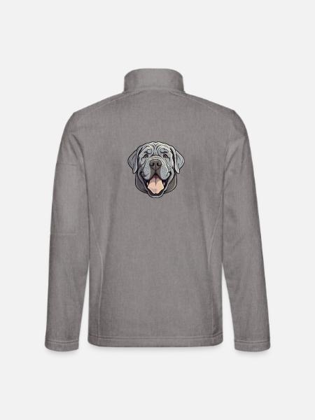 Neapolitanische Mastiff-Hunderasse Aquarell-Karikatur Ka - Unisex Softshelljacke - Grau meliert - Hinten