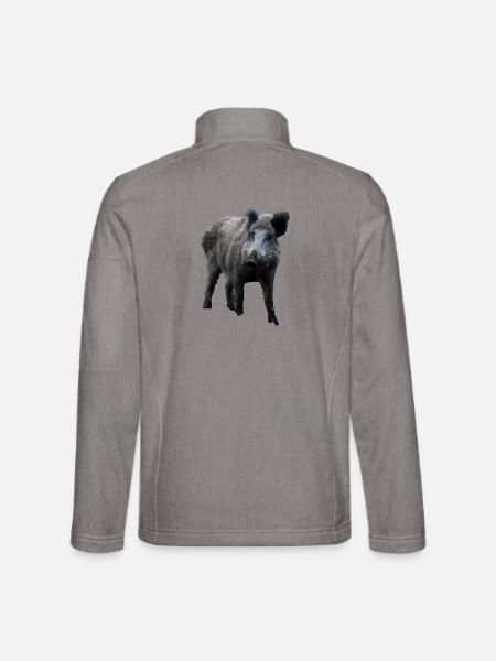 Wildschwein Wildsau Schwein Sau Schweine - Unisex Softshelljacke - Grau meliert - Hinten