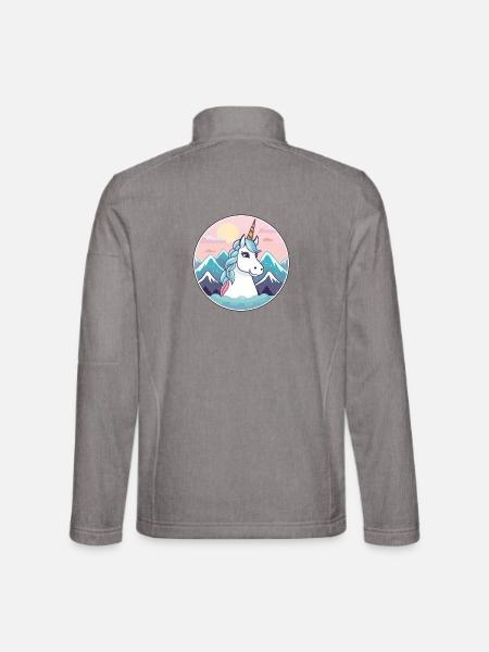 Einhorn Aquarell Karikatur Kawaii Haustier Tier Farbe - Unisex Softshelljacke - Grau meliert