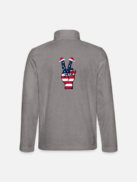 USA Flagge Weihnachten Peace Symbol - Unisex Softshelljacke - Grau meliert - Hinten