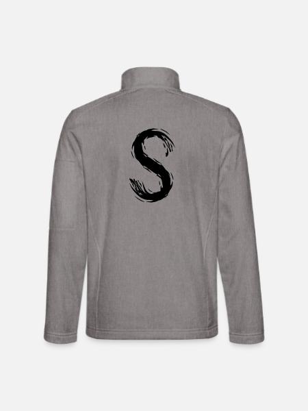 Buchstabe S Schwarz - Unisex Softshelljacke - Grau meliert