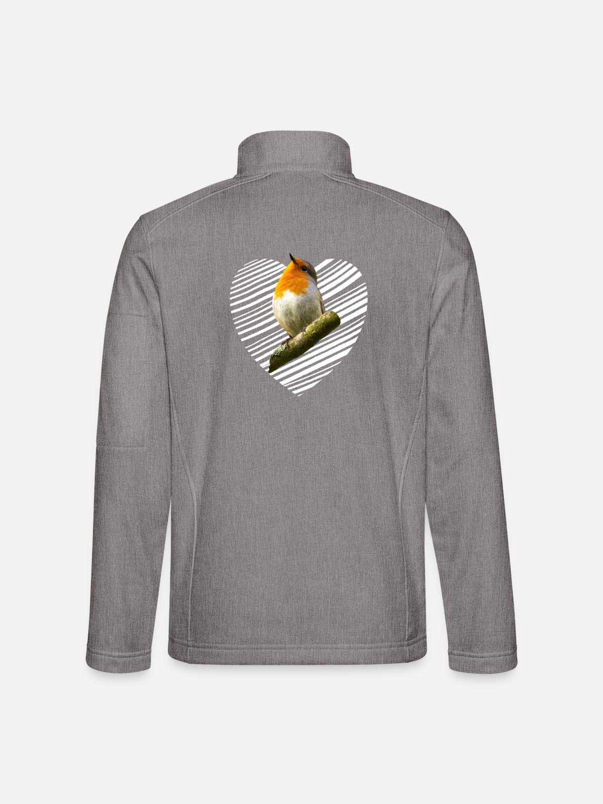 Rotkehlchen Singvogel - Unisex Softshelljacke - Grau meliert - Hinten