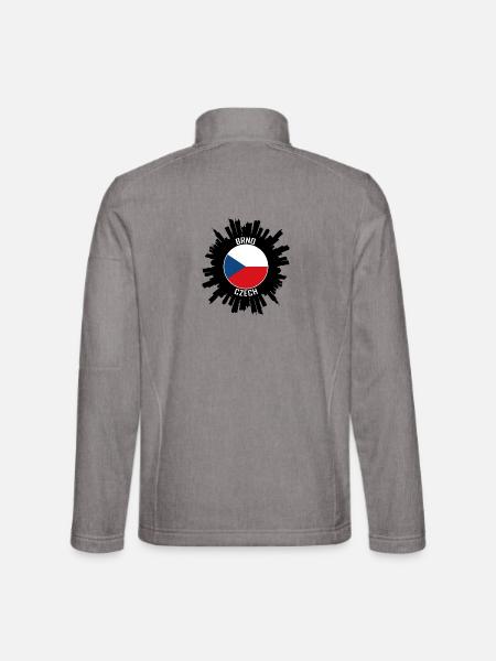 Brünn Skyline Tschechische Flagge Reise Souvenir - Unisex Softshelljacke - Grau meliert - Hinten