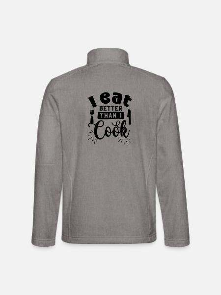 "Ich esse besser als ich koche" - Unisex Softshelljacke - Grau meliert - Hinten