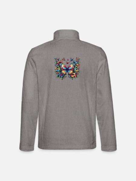 Schmetterlinge 1 - Unisex Softshelljacke - Grau meliert