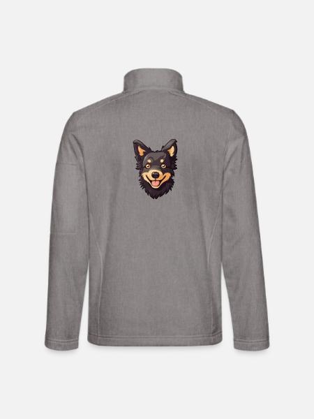 Mudi Hund Rasse Aquarell Cartoon Kawaii Clipart - Unisex Softshelljacke - Grau meliert - Hinten