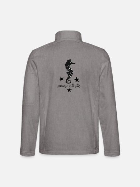 schwarzes Seepferd schwarzes Seepferdchen - Unisex Softshelljacke - Grau meliert - Hinten