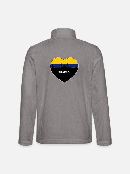 Bogota Kolumbien Flagge Skyline Reise Souvenir - Unisex Softshelljacke - Grau meliert - Hinten