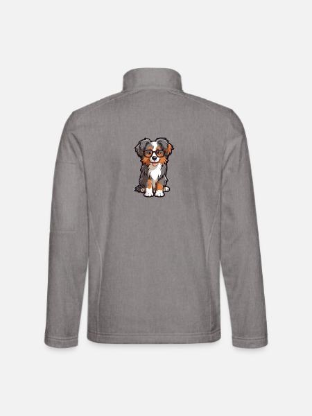 Australian Shepherd Hunderasse Aquarell Karikatur K - Unisex Softshelljacke - Grau meliert - Hinten