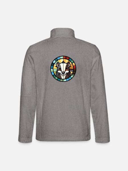 Stinktier Buntes Aquarell Tier Haustier Illustration - Unisex Softshelljacke - Grau meliert - Hinten