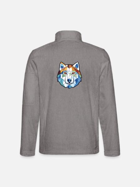Kanadische Eskimo-Hunderasse Aquarell-Illustration - Unisex Softshelljacke - Grau meliert - Hinten